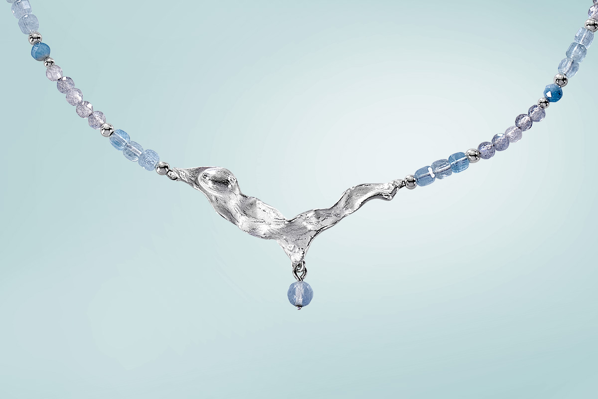 Flora Mare Blasentang Collier mit Aquamarin aus Silber